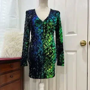 lac bleu sequin dress Divine Energy Royal Blue Sequin Lace-Up A-Line Mini Dress